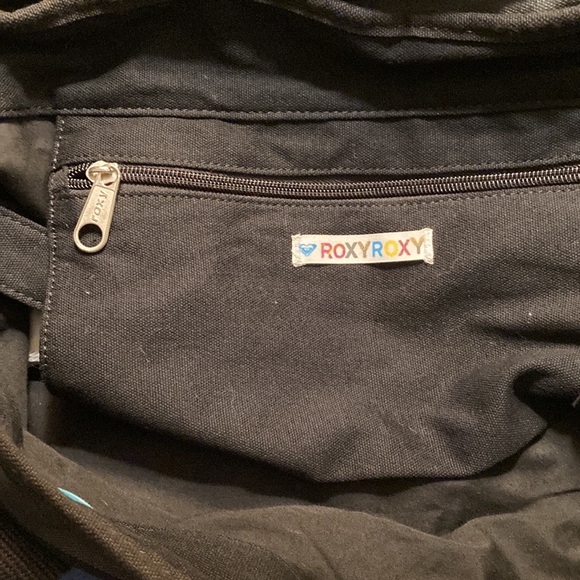 ROXY Logo Black and Gray Striped canvas tote bag - Picture 5 of 15